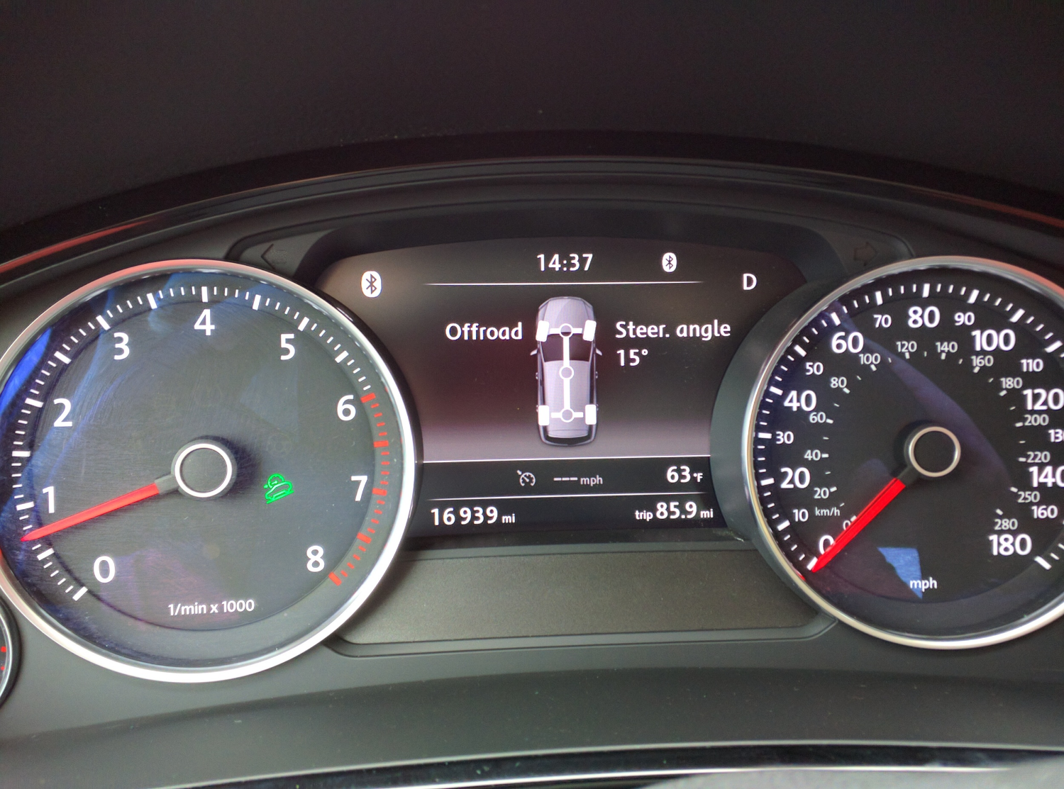 Offroad mode in the Touareg is not a gimmick. I was climbing and descending the trails with Jeeps and Range Rovers.